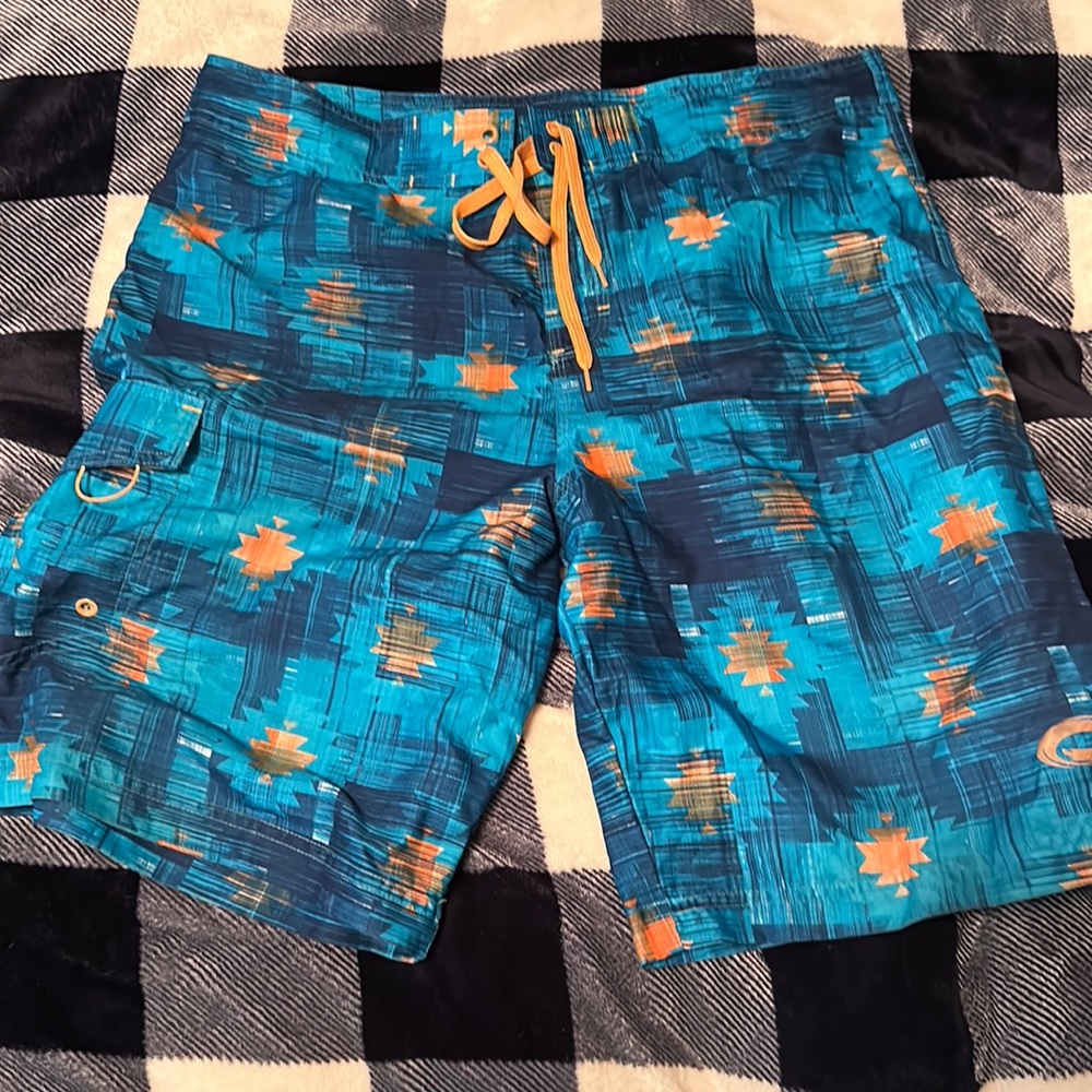 Blue and orange swim trunks waist 36